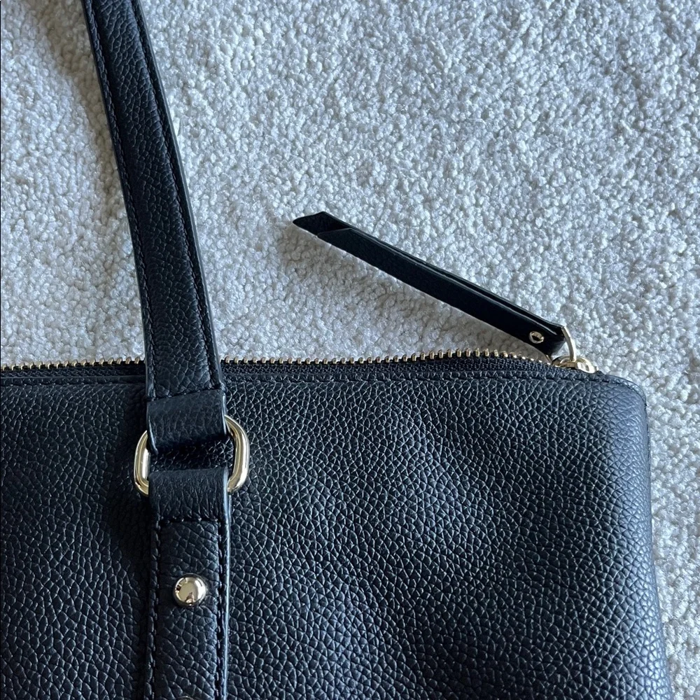 NWOT Kate Spade Black Pebbled Leather Shoulder Tote with Gold tone Hardware - Picture 10 of 10